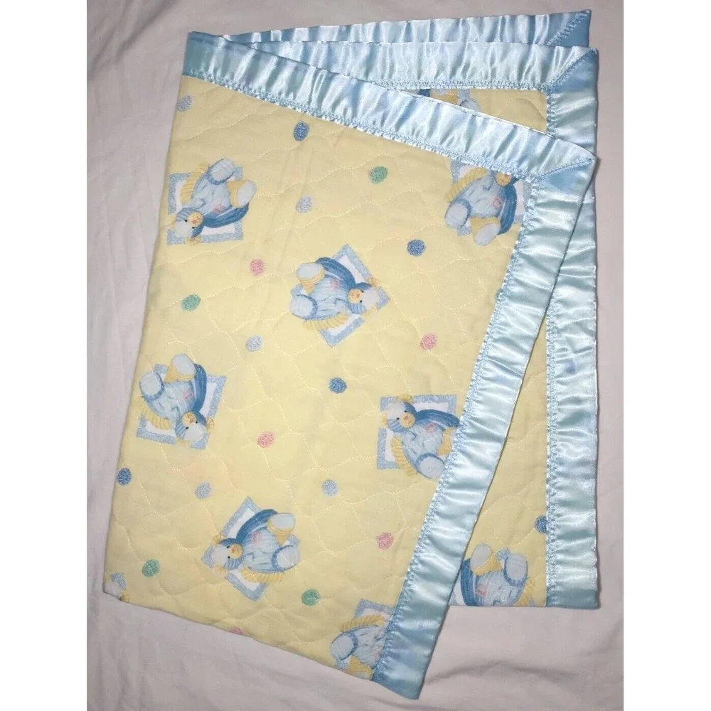 Blue Bear Bunny Dog Stuffed Animal Baby Crib Quilt Blanket Daisy Kingdom Yellow‎
